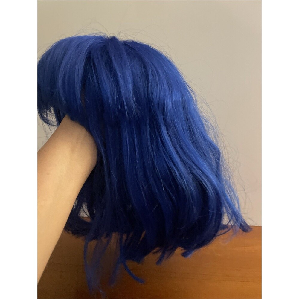 West Bay Blue Wig Shoulder Length With Bangs Cosplay Halloween 12"